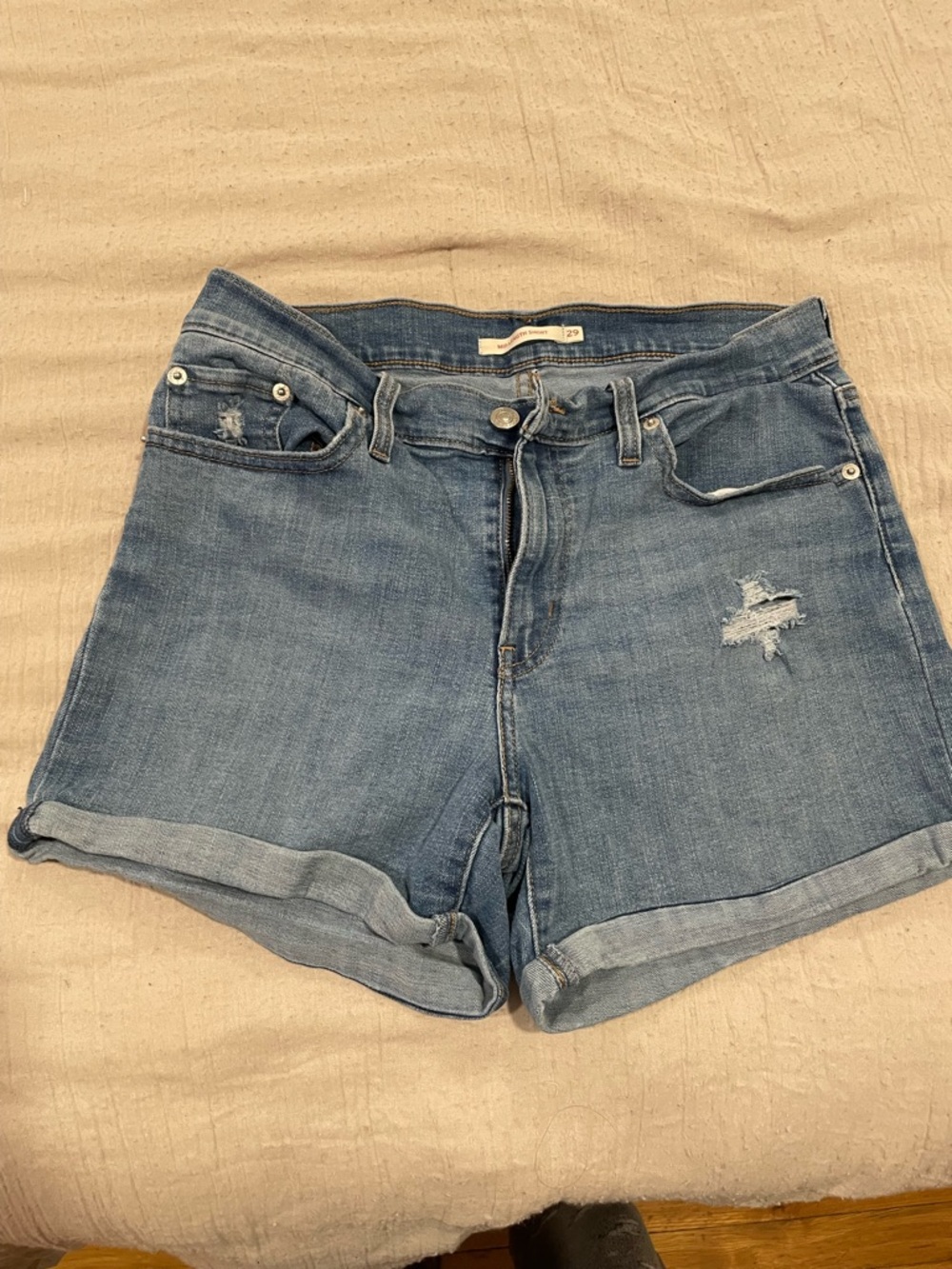 Levi's Medium Blue Rolled-Cuff Denim Shorts